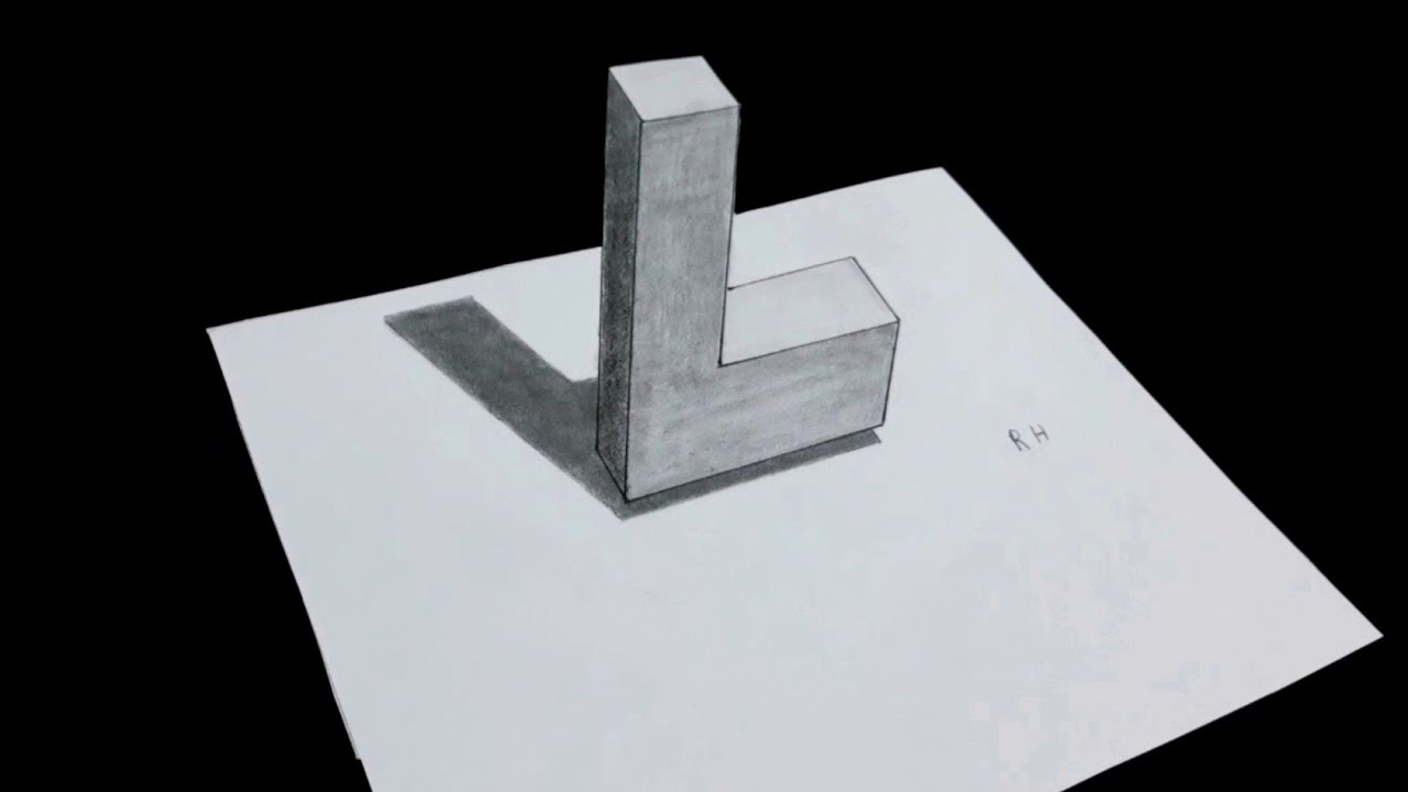 رسم ثلاثي الابعاد حرف L بسهولة.3D drawing letter L easily.3D çizim harf L kolayca.