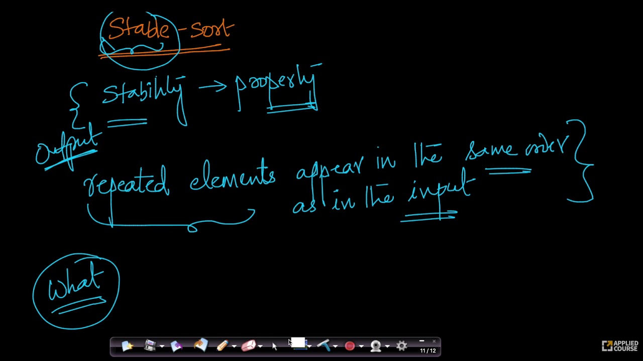 Stable sort | Insertion sort | Data Structure & Algorithms | Appliedcourse