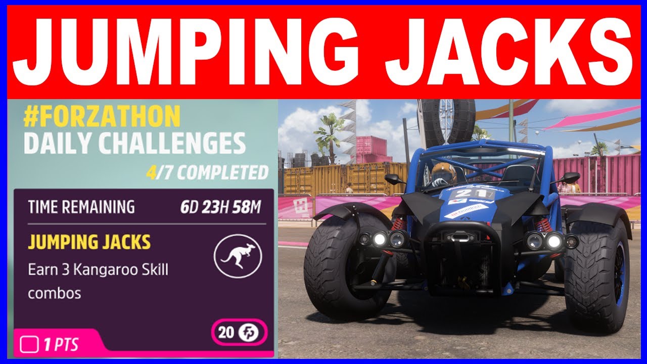 Forza Horizon 5 JUMPING JACKS Forzathon Daily Challenges Earn 3 Kangaroo Skill Combos