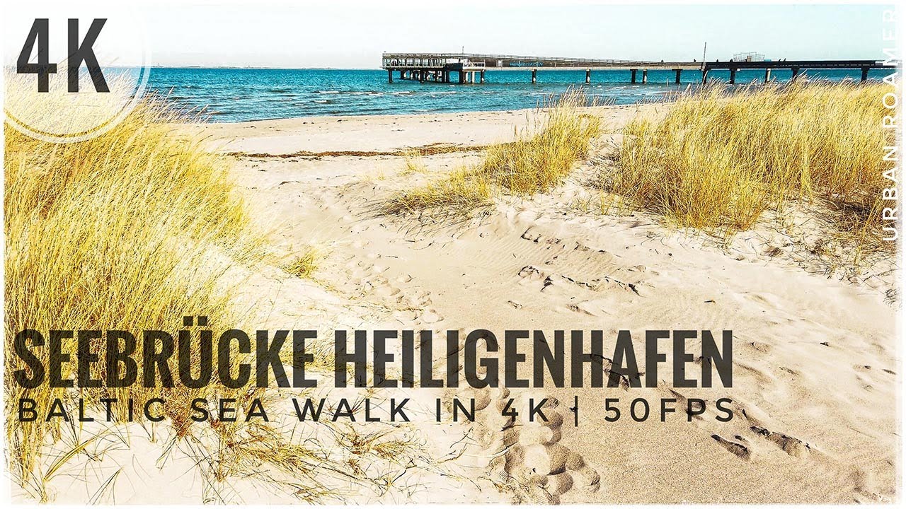 Seebr&uuml;cke Heiligenhafen in Germany | Relaxing Walk on Beach an Dock of Baltic Sea in 4K - 50fps