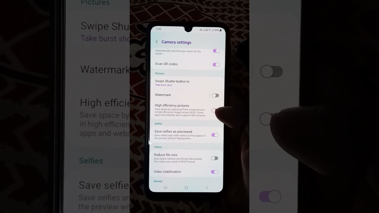 Samsung f22 | High efficiency pictures(HEIF) features in camera 