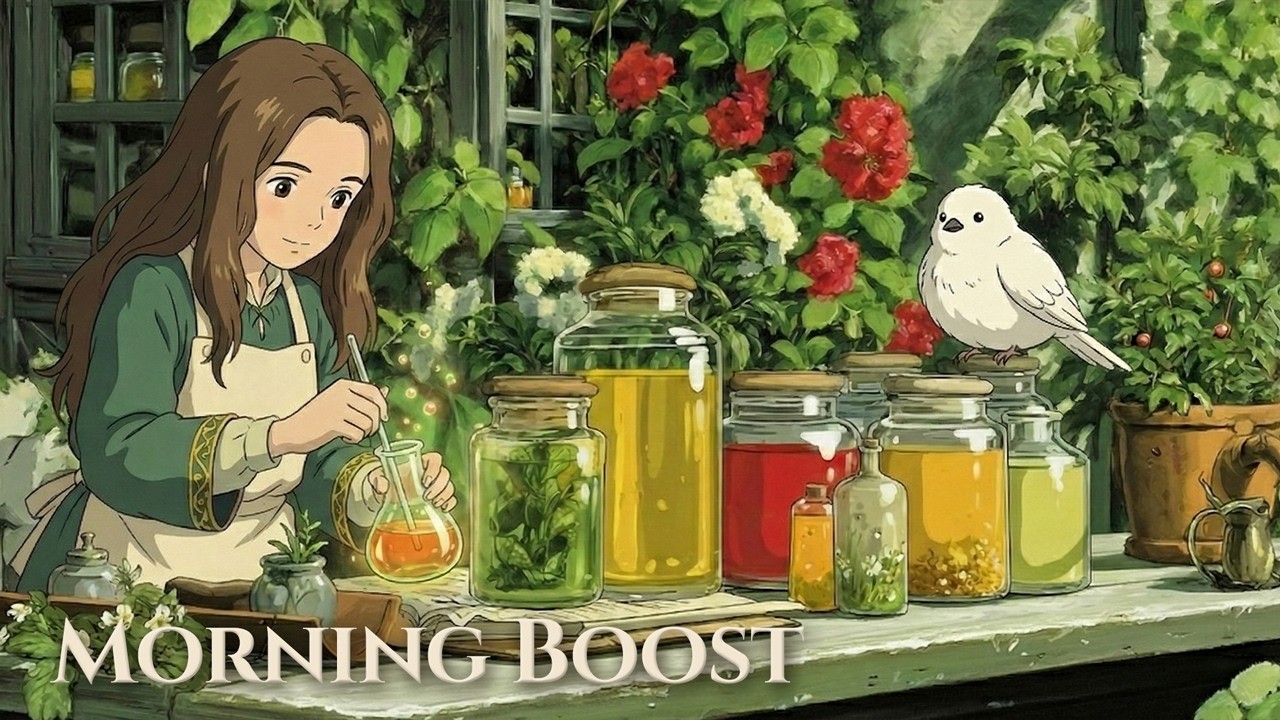Noka Prepares Morning Potions in a Sunlit Garden 🌿 Flute & Birdsong | Morning Study [ Ghibli Style ]