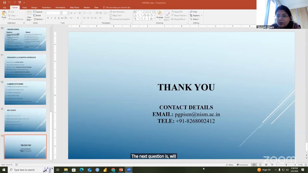 Webinar on Post Graduate Program in Investments and Securities Markets