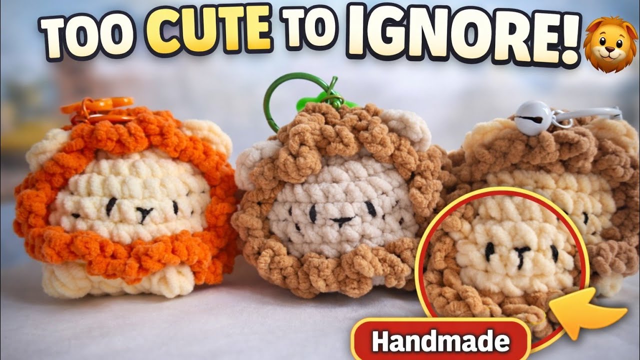 Easy Crochet Baby Lion Keychain 🦁 Amigurumi Tutorial #crochet #handmade #diy #diykeychain