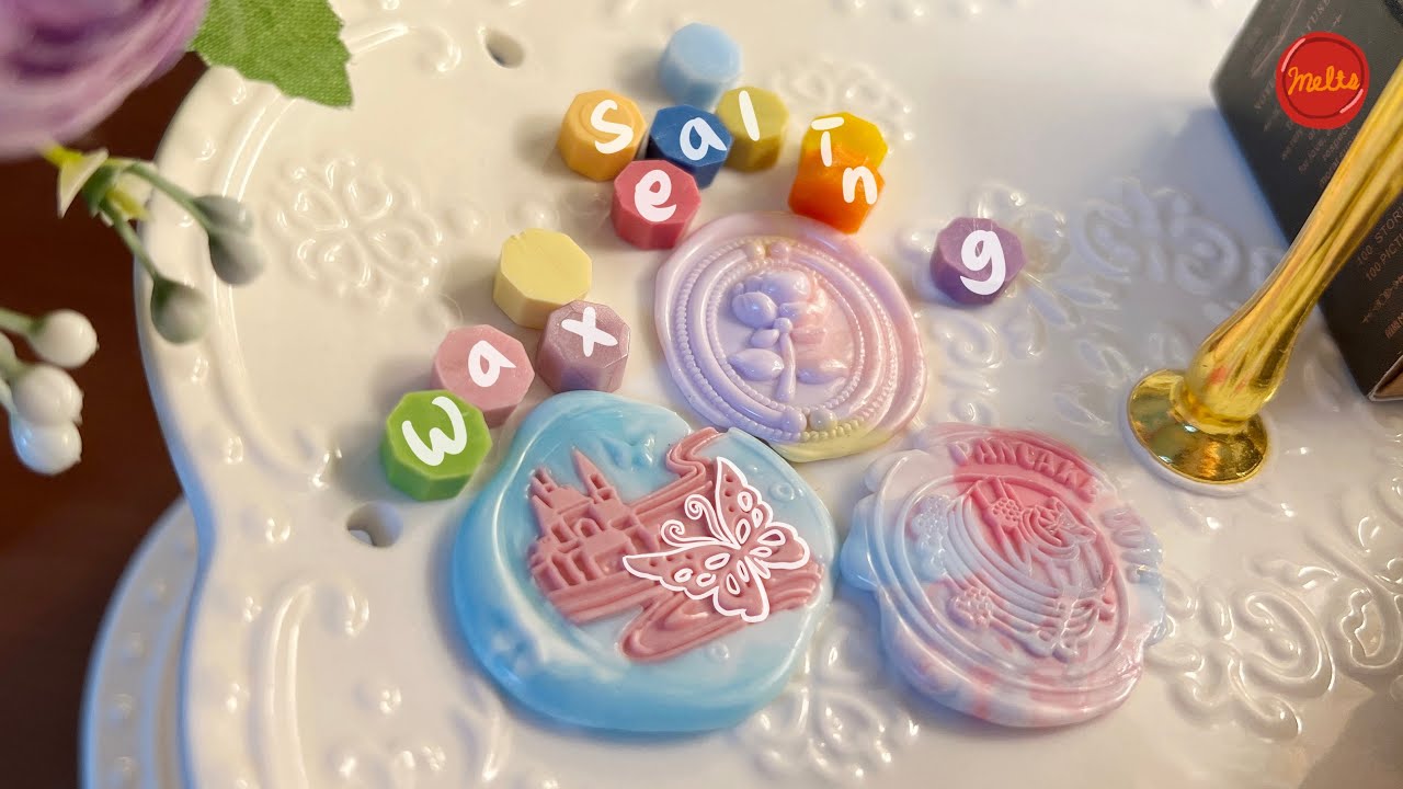 (eng) 알록달록 파스텔 무지개 실링 왁스 🧁 Rainbow wax sealing ASMR