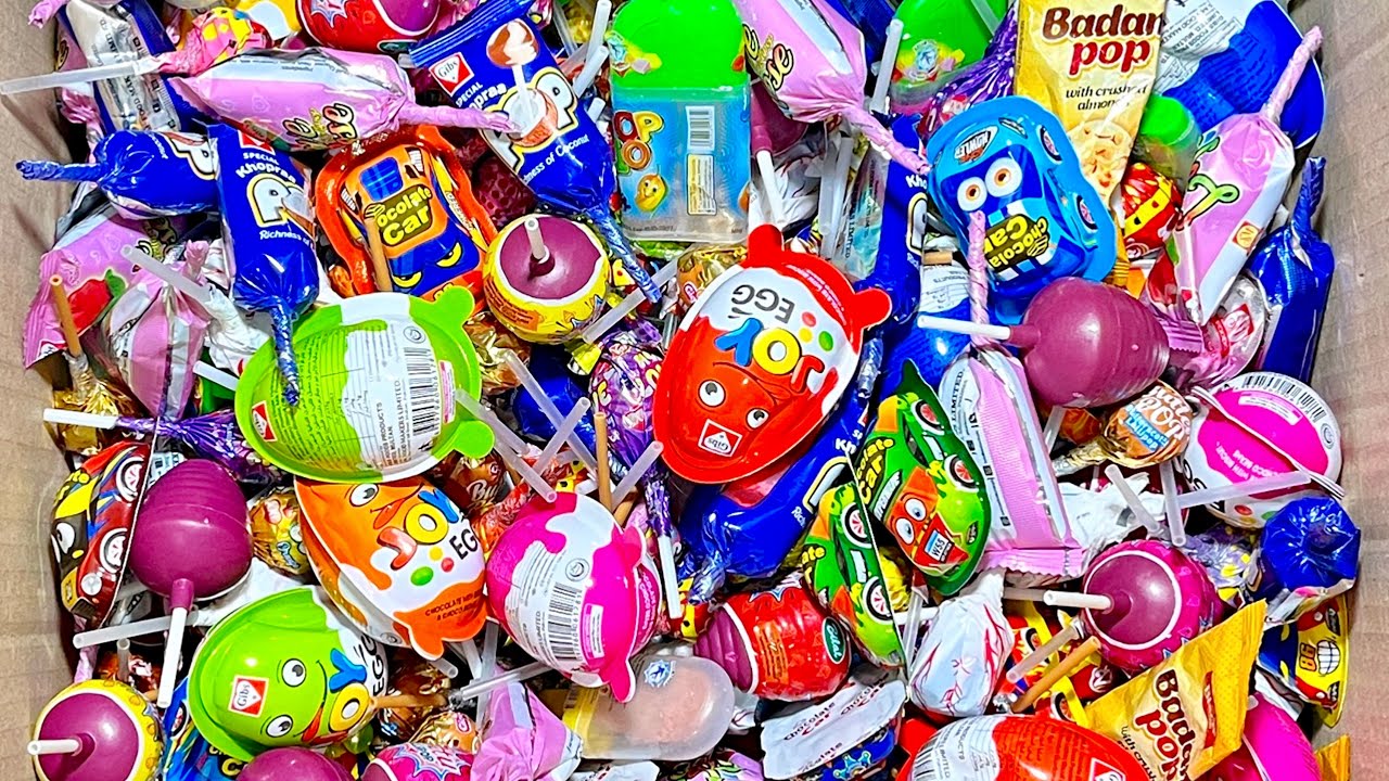 Satisfying Unpacking A Lot's Of Colorful Rainbow Lollipop, Surprise Eggs & Candy Toys - ASMR