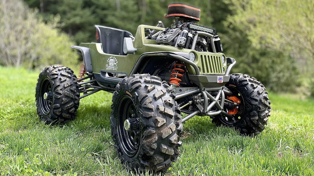 100HP 4X4 Power Wheels Gets Long Travel Suspension and Off Road Tires! + FULL SEND!