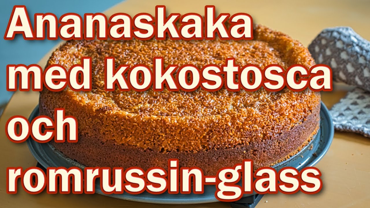Ananaskaka med kokostosca och romrussinglass