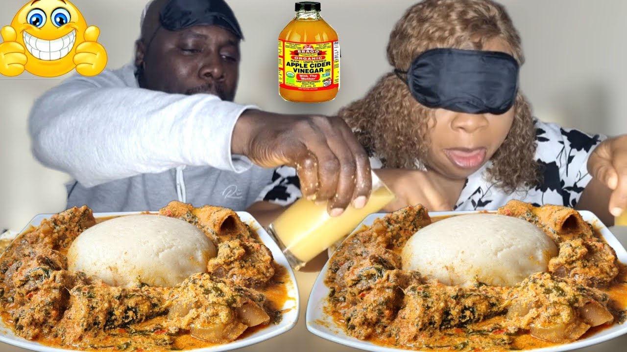 APPLE CIDER VINEGAR BLINDFOLD PRANK ON MY HUSBAND🤣*WRONG IDEA*ASMR FUFU AND EGUSI SOUP MUKBANG