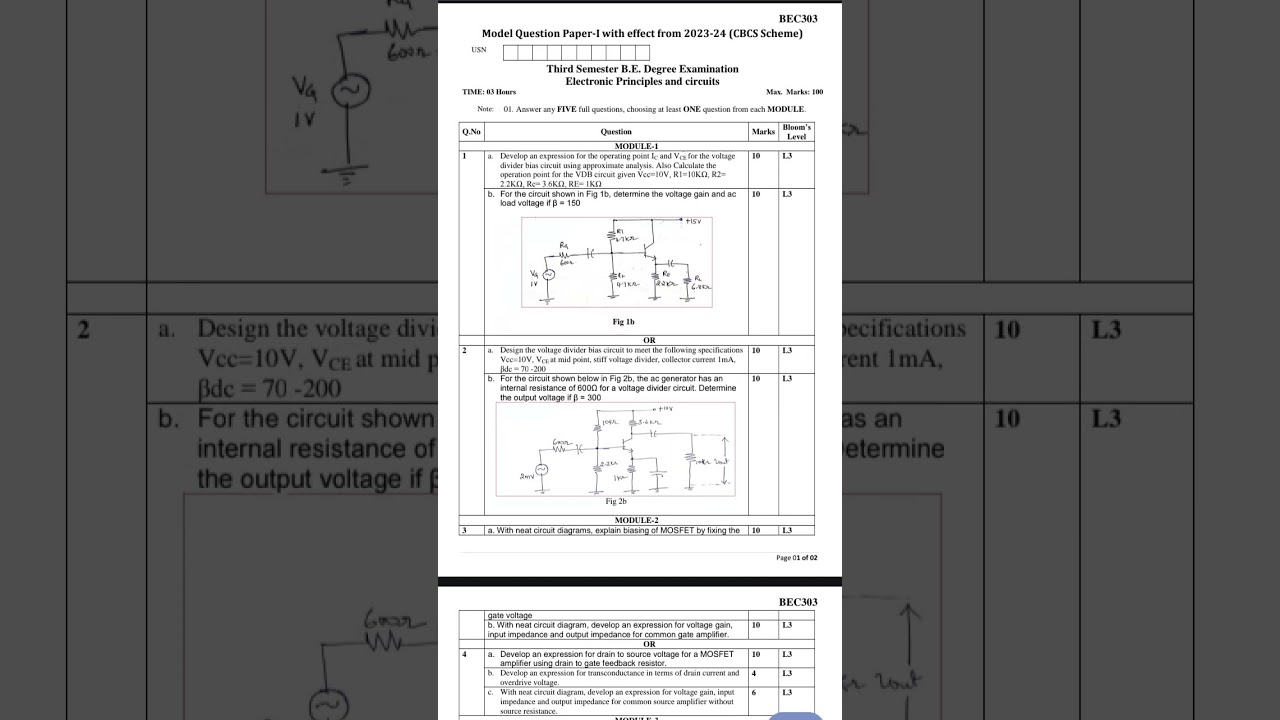 3rd sem EPC vtu model question paper 