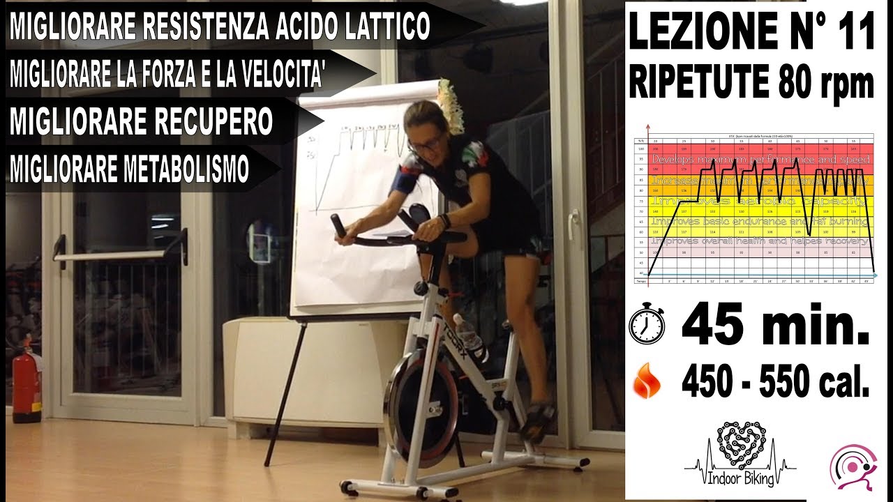 Spinning - allenamento indoor cycling ad alta intensità ripetute 80 rpm Lez. n° 11