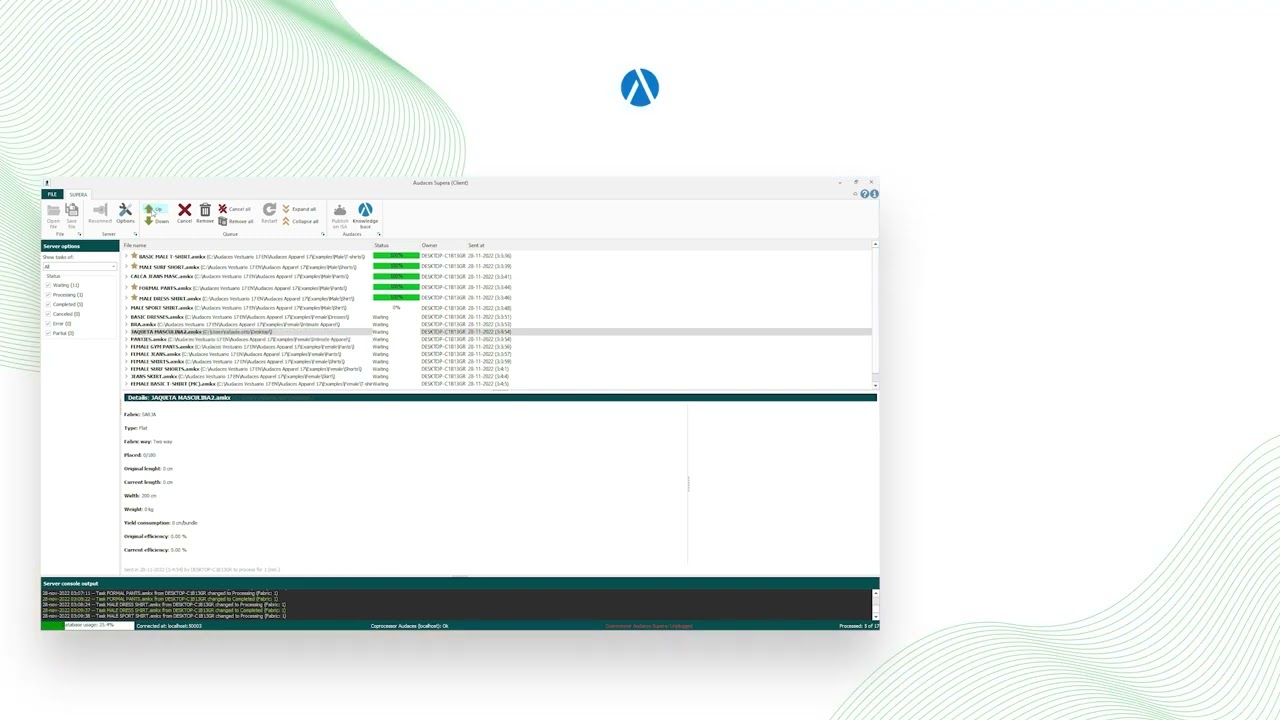 AUDACES SUPERA (Software for Automatic Pattern Nesting)