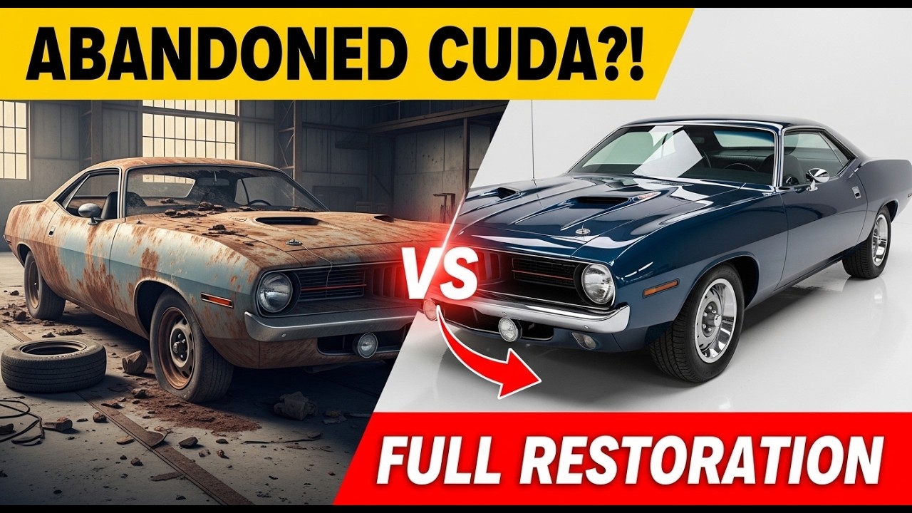 Rusty 1971 Plymouth Barracuda Restored to Dark Metallic Blue Perfection | Full ASMR Restoration