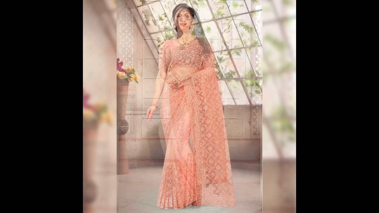 Peach Colour Saree Design ideas ll #shortviral #trending !!