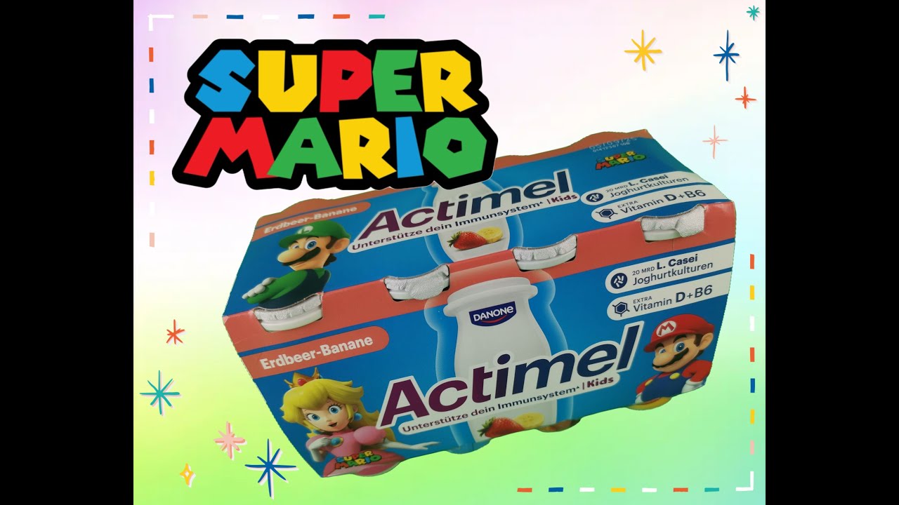 Actimel Super Mario Bros Edition Wario Kids Drinking Yogurt, Nueva Collección Botes Mario de Danone!