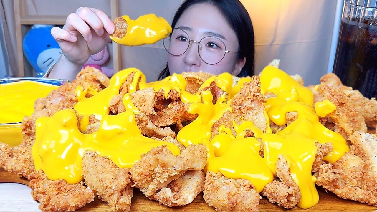 닭껍질튀김 체다치즈소스 듬뿍💛 디저트 먹방 Dessert Mukbang