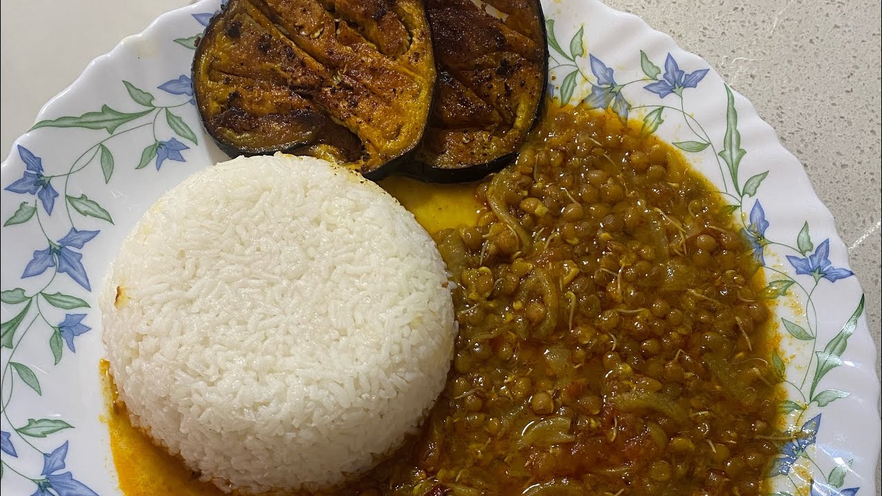 Brinjal bhaja nd daal tadka recipe 