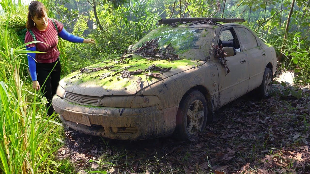 Girl Successfully Cleaning and Repaired A Mossy and Abandoned Car