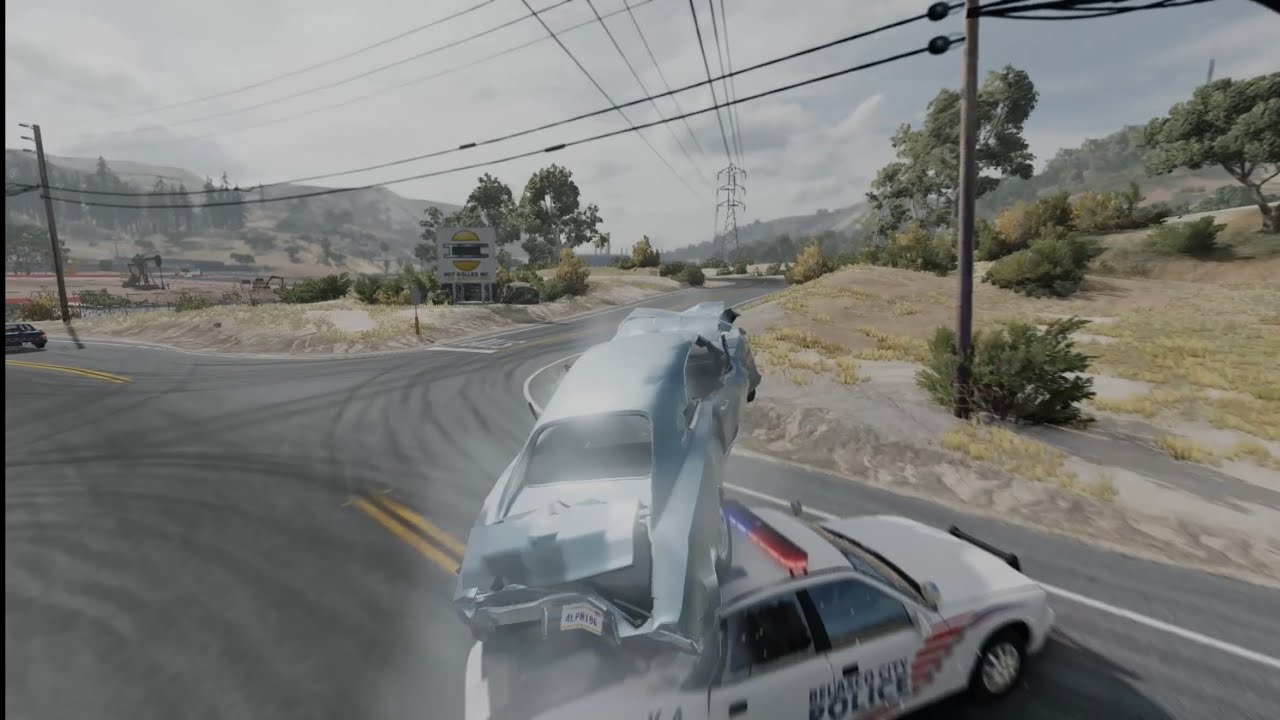 BeamNG.drive - 68’ Charger random police chase clips