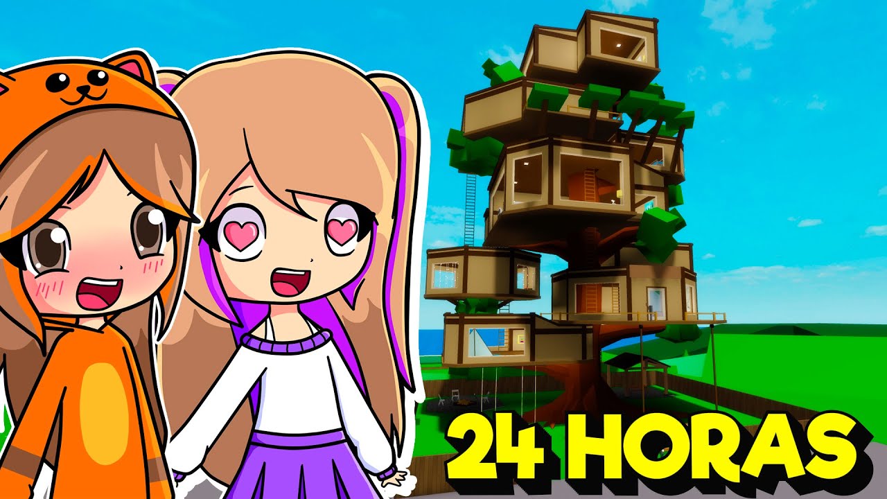 24 HORAS en la CASA DEL ÁRBOL de Brookhaven con Mandarina en Roblox