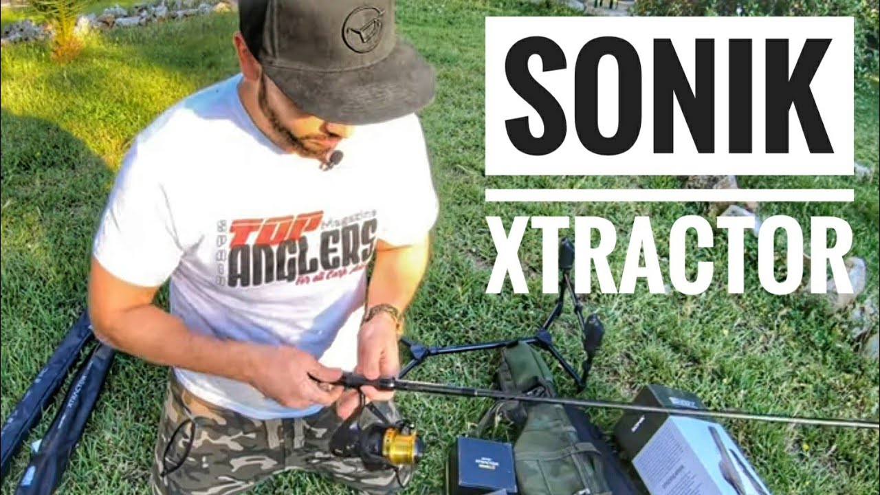 Cañas Sonik Xtractor 9' 2.75lb y Carrete Sonik Xtractor 5000 GS. Trípode y sacadera Vader X. (4k).