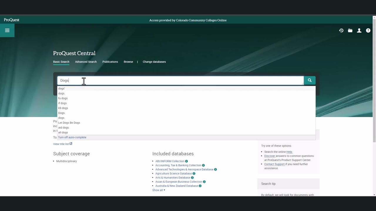 Video Tutorial - ProQuest Central Basic Search