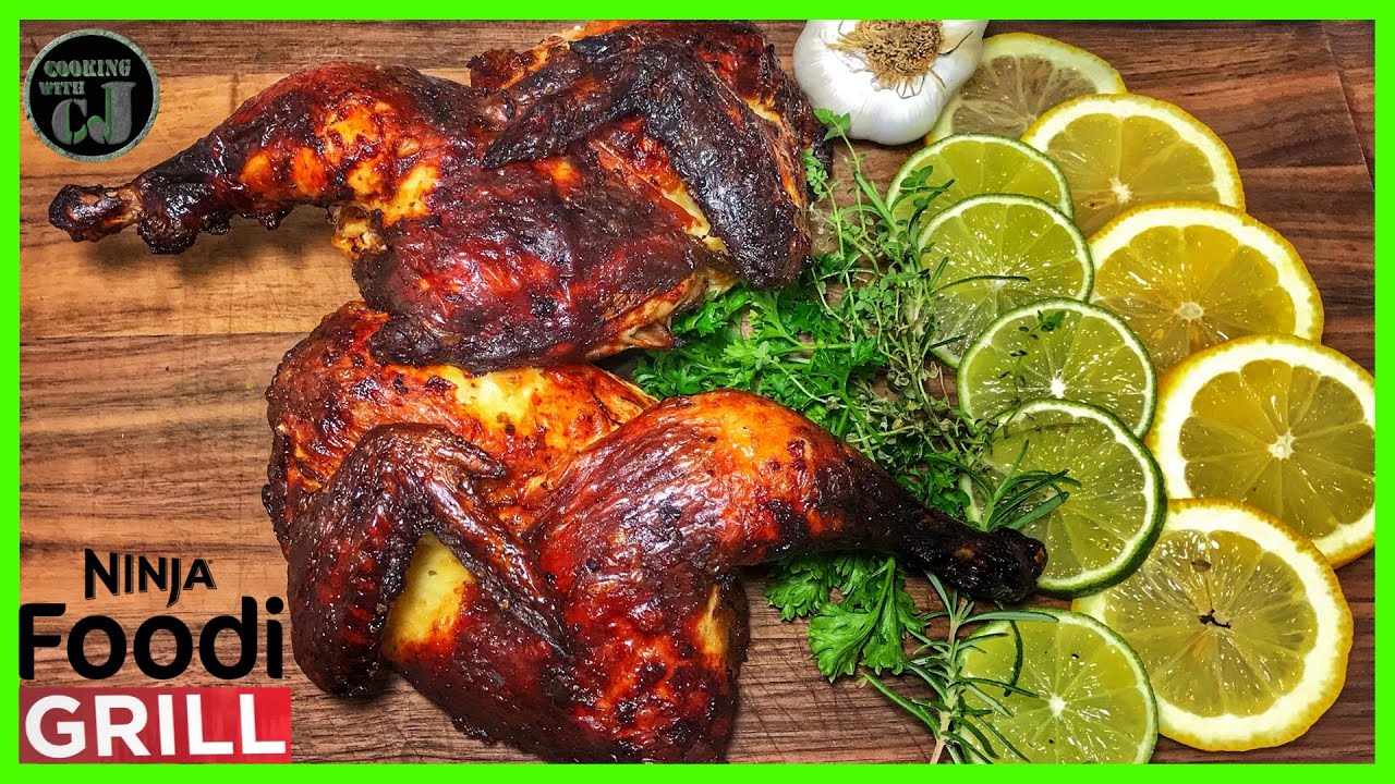 Жареный целиком цыпленок Ninja Foodi Grill | Курица, приготовленная в соусе Spatchcock | Рецепты ...
