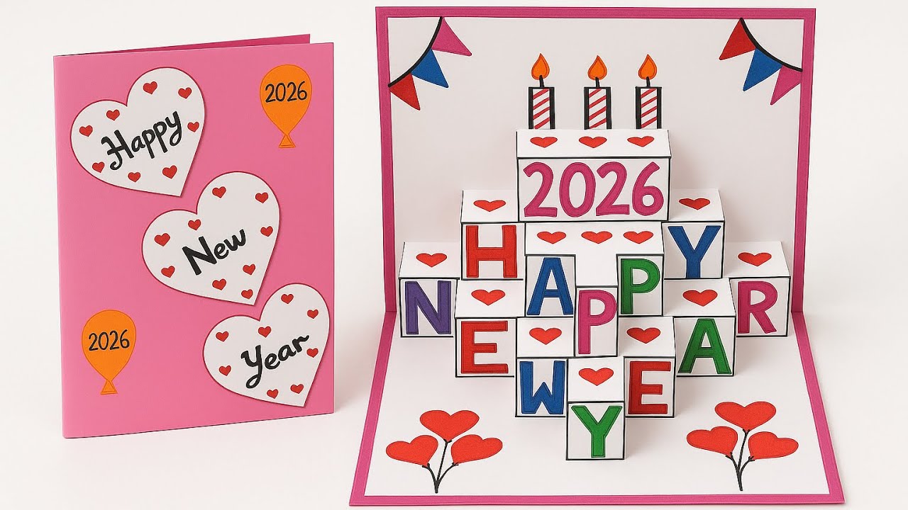 Amazing Handmade New Year 2026 Pop-Up Card | 3D Greeting Card Idea | Easy DIY Craft