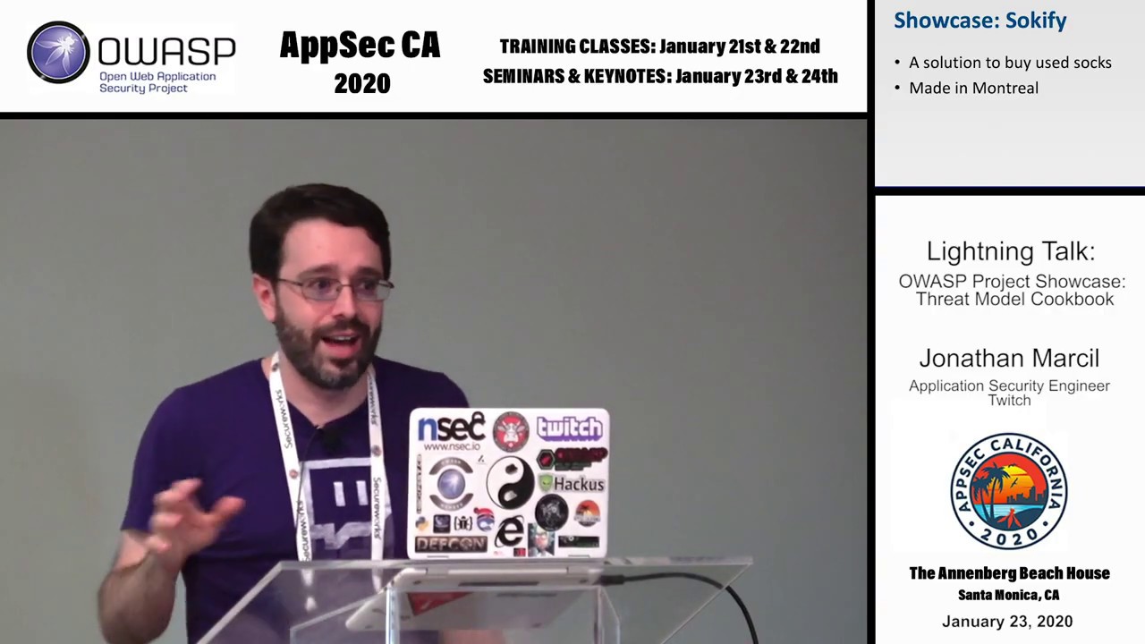 Lightning Talk: OWASP Project Showcase: Threat Model Cookbook - Jonathan Marcil