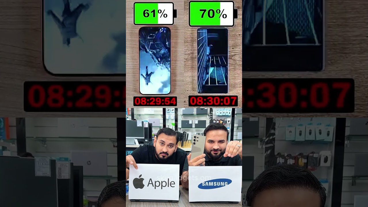 iPhone vs Samsung battery test 🔋 #shorts #batterytest #tech