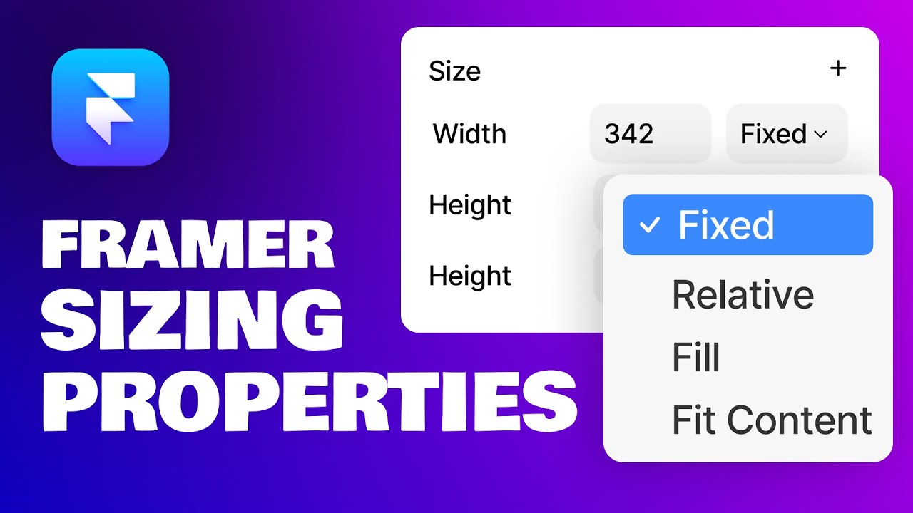 Framer sizing properties, Fixed, Fill, Relative and Fit Content Detailed Explaination for Beginner.