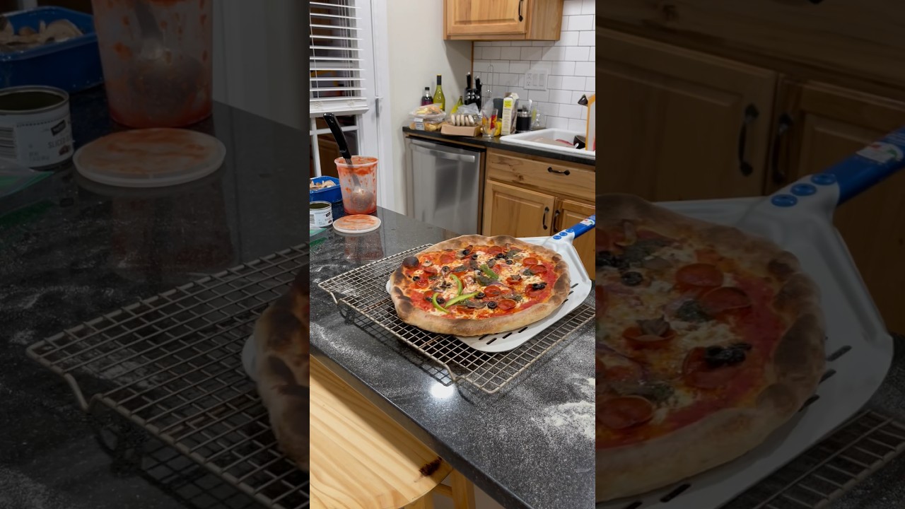 A pizza start to finish in the home oven.  #pizza #pizzamaking