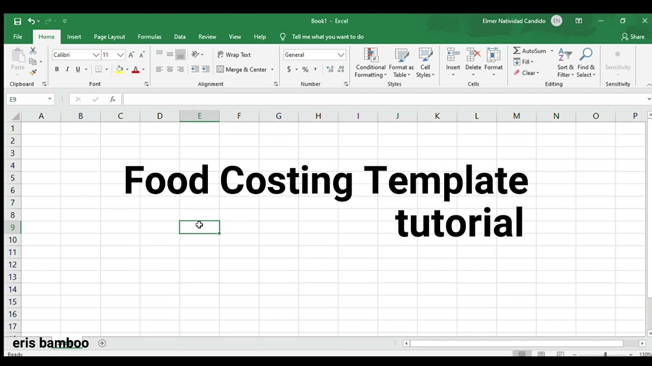 Excel Food Costing Template Tutorial  | eris bamboo