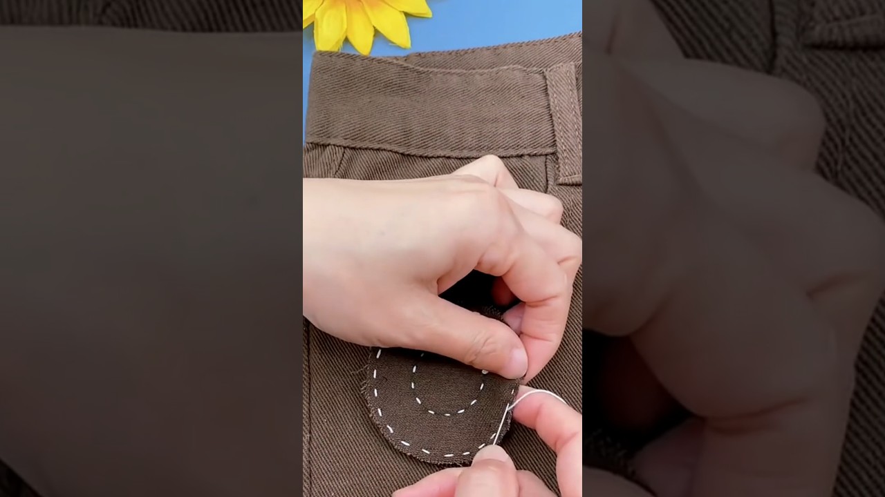 Easy DIY Pants Fabric Patch Sewing Repair Tutorial for Beginners