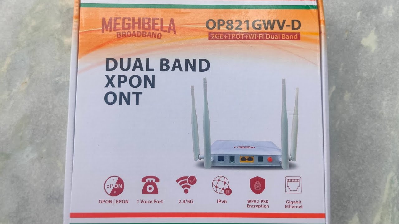 Meghbela Broadband New Xpon ONT Router Unboxing| Optronix OP821GWV-D Dual Band Xpon ONT Router| ONU