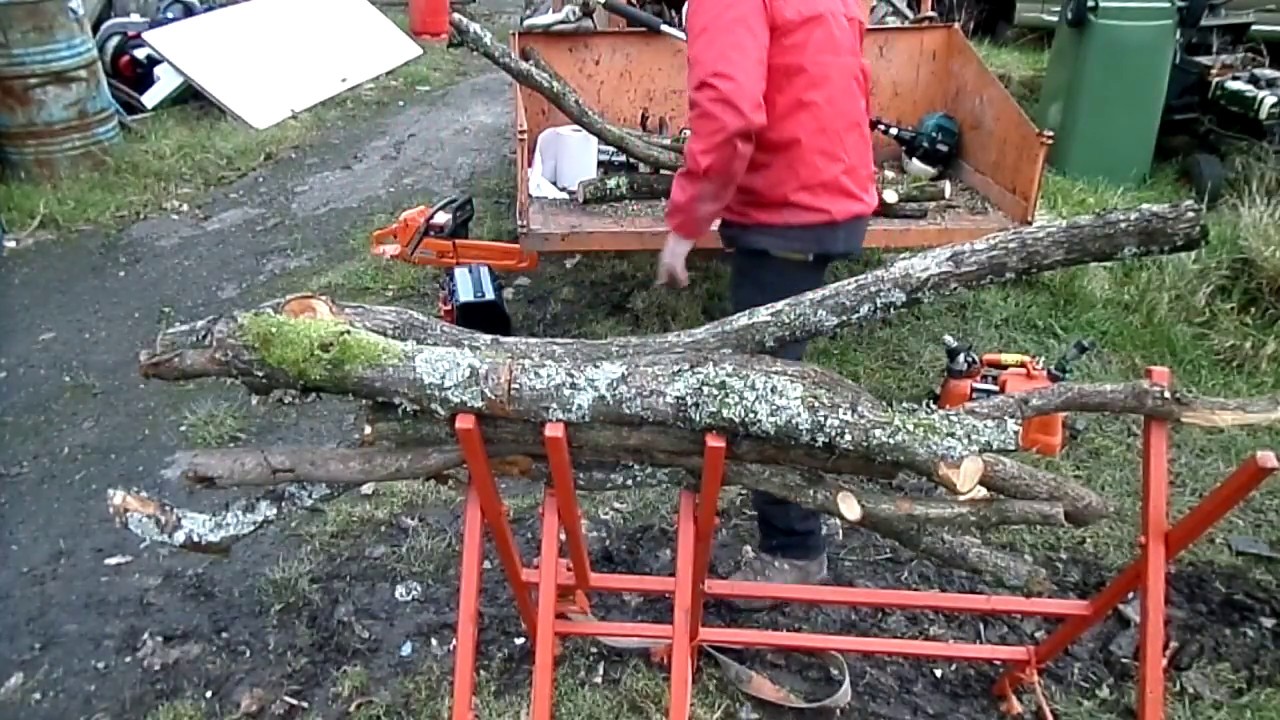 How i use my homemade log holder for cutting multiple branches