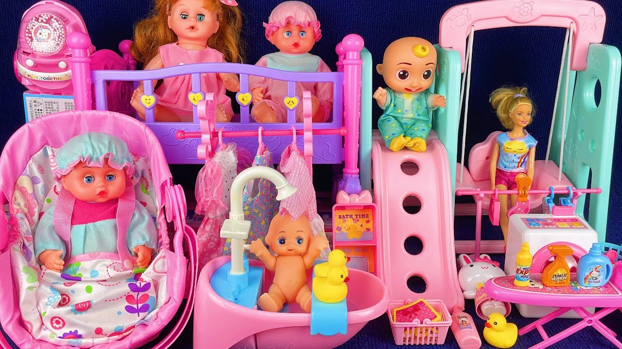 12 Minutes Satisfying with Unboxing Doll Bed & Slide Toys Set Review | ASMR 