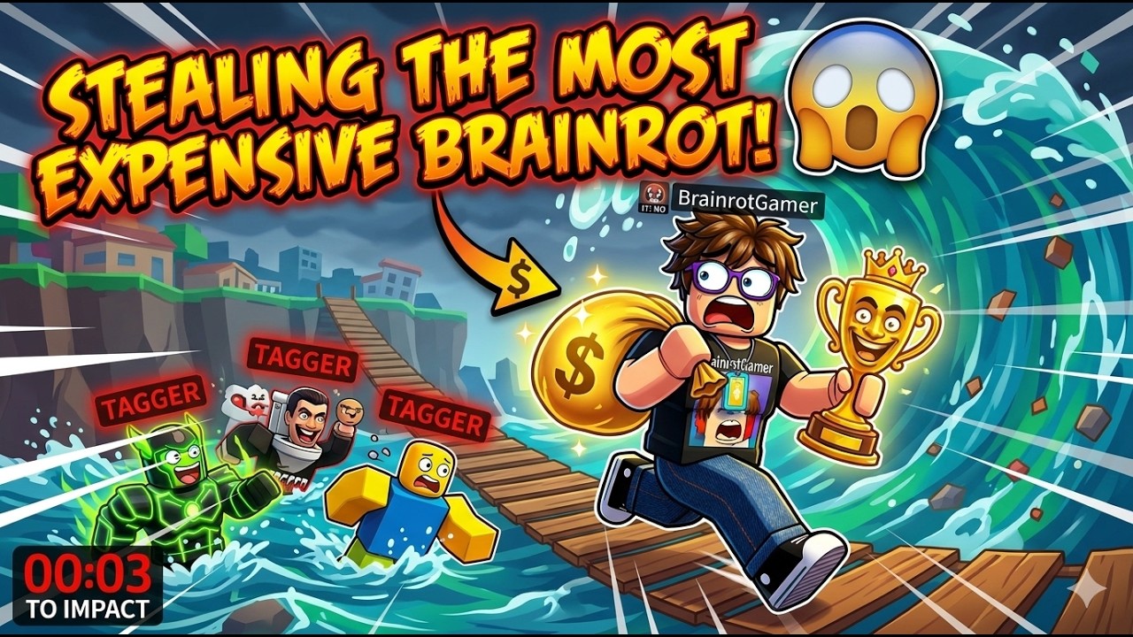Stealing the MOST EXPENSIVE Brainrot in Roblox Tsunami Escape 🌊🧠