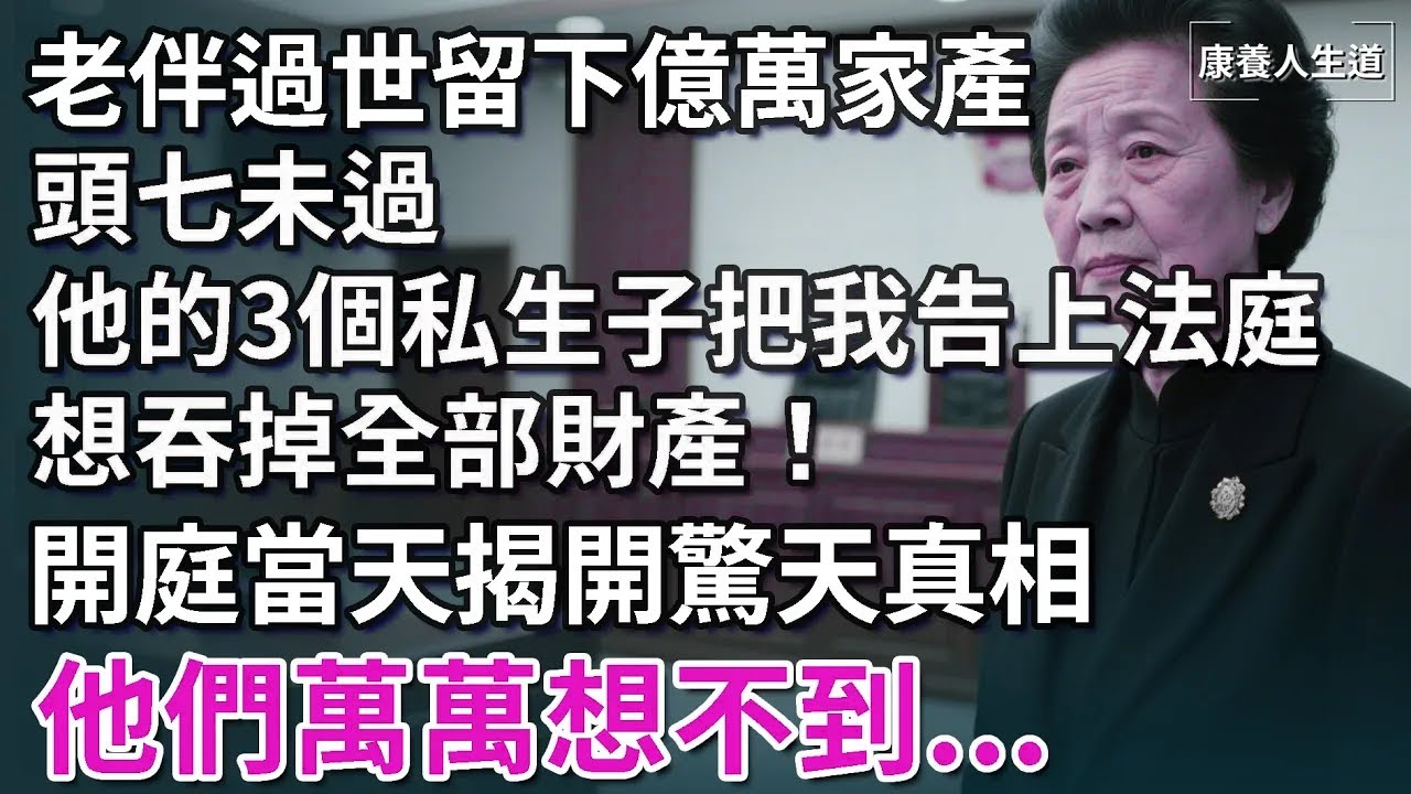 老伴過世留下億萬家產，頭七未過，他的3個私生子把我告上法庭，想瓜分我全部財產！所有人都等著看我笑話，開庭當天卻出現驚天反轉，結局大快人心！【康養人生道】 #康養人生道 #上了年紀該明白的事 #養老