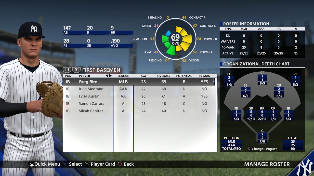 MLB The Show 18 Roster New York Yankees All Players ALL Positions 03 28 2018