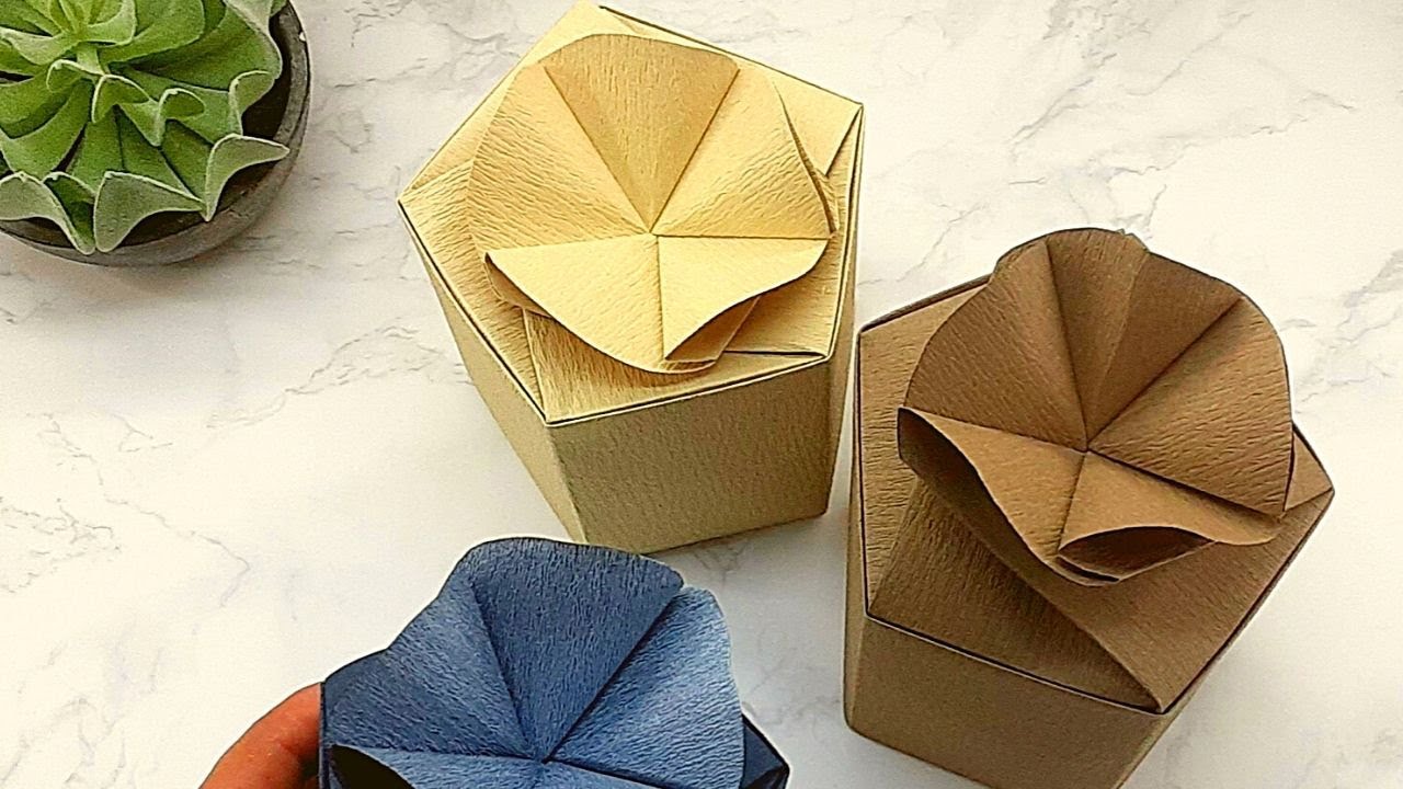 GIFT WRAPPING | HOW TO MAKE A GIFT BOX | PENTAGONAL GIFT BOX MAKING| designed by I.Sasaki