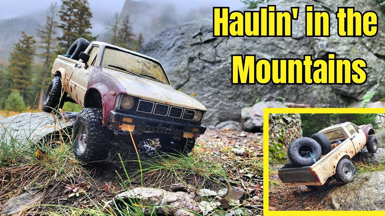 RC4WD Trailfinder 2 Toyota Hilux Pickup Crawling on 1.55 Boom Racing Maxgrappler tires