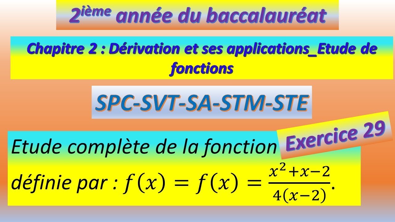 Exercice 29 d&eacute;rivation et ses applications - Etude de fonctions