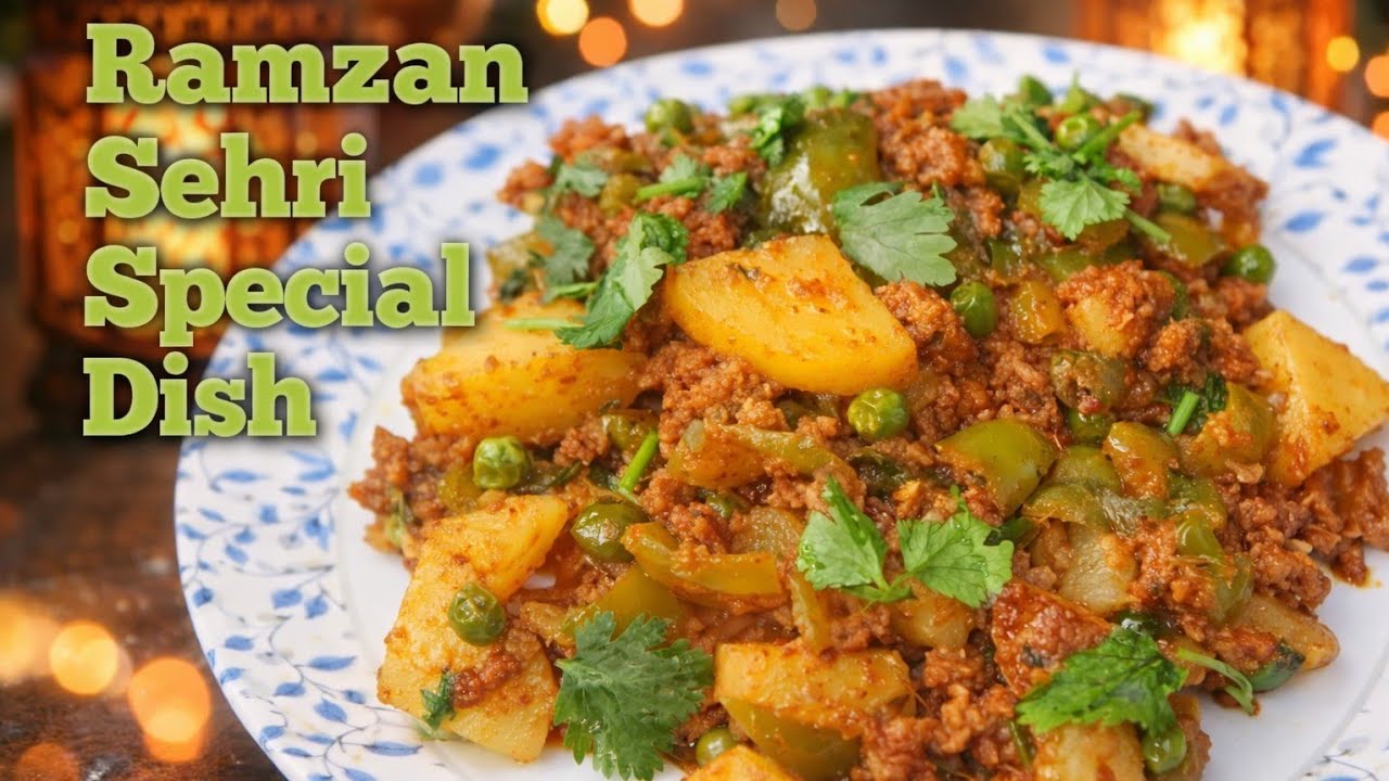 Ramzan Sehri Special Keema Shimla Mirch Aloo Matar Recipe 😋👌🏻