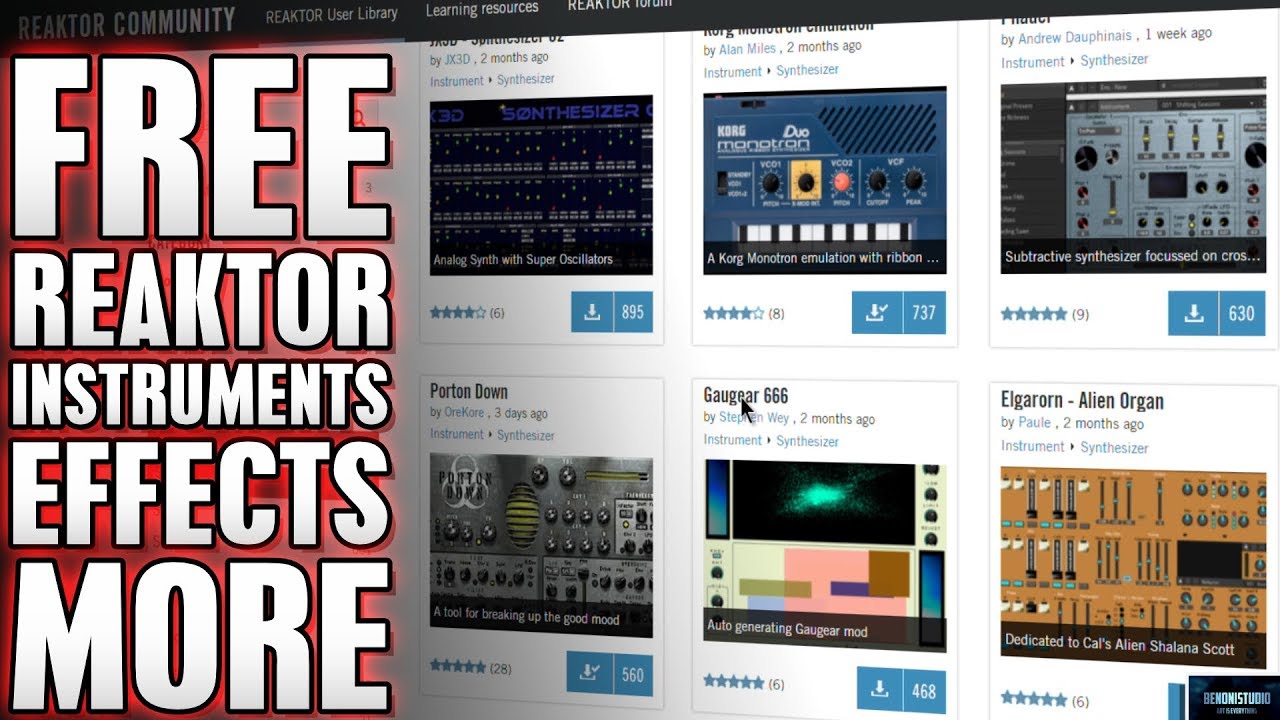 Get Tons of FREE REAKTOR Instruments & Effects | The REAKTOR User Library