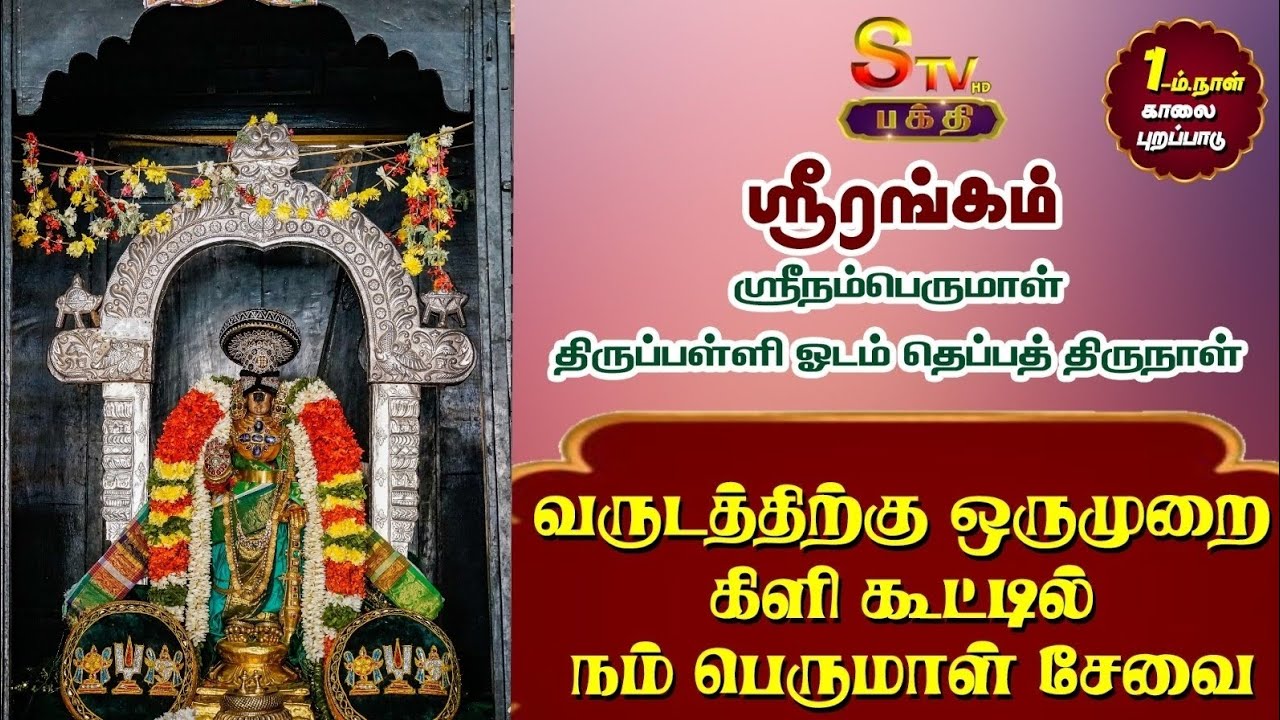 ஸ்ரீரங்கம் நம்பெருமாள் மாசி தெப்ப உற்சவம் 1ம் திருநாள் (காலை) கிளி கூடு சிம்மாசனத்தில் சேவை..