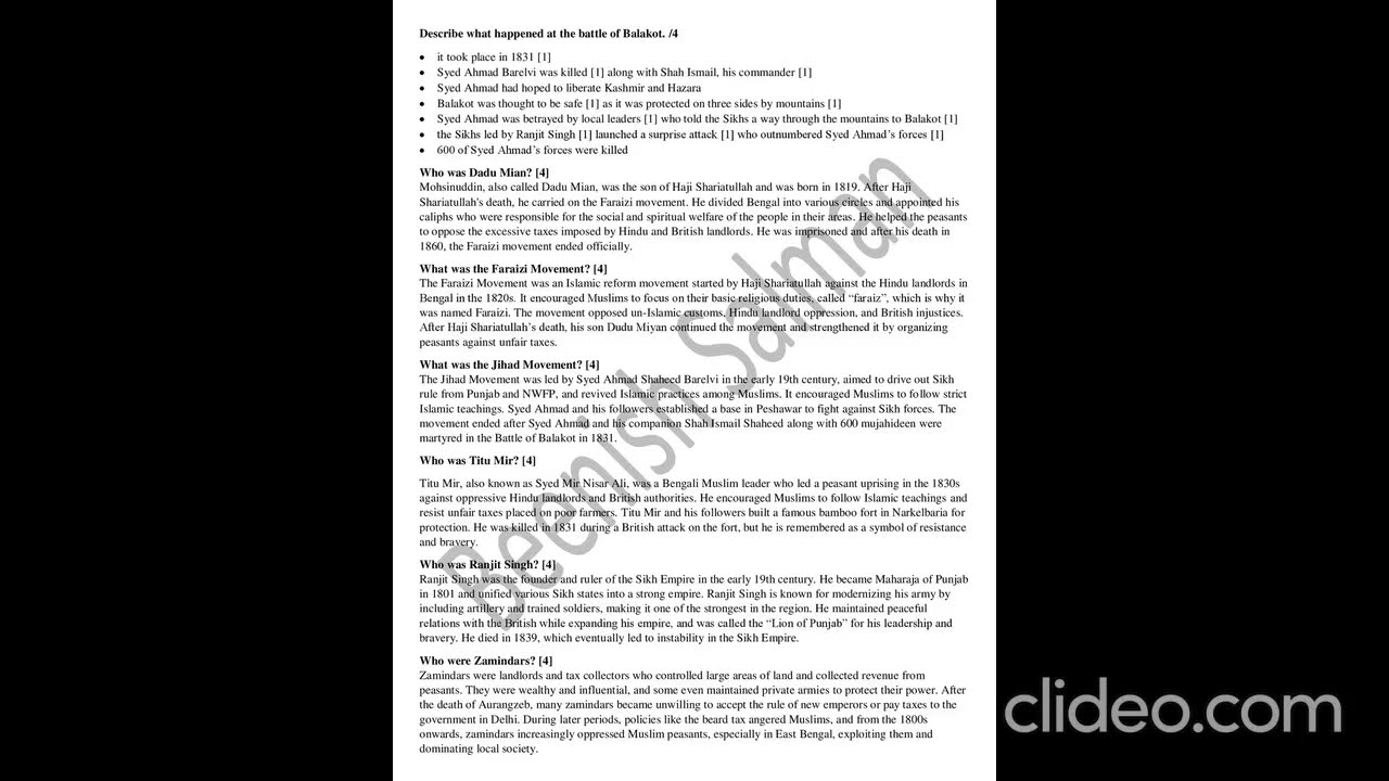 Muslim Reformers Unit 1 | Cambridge Pakistan Studies Notes