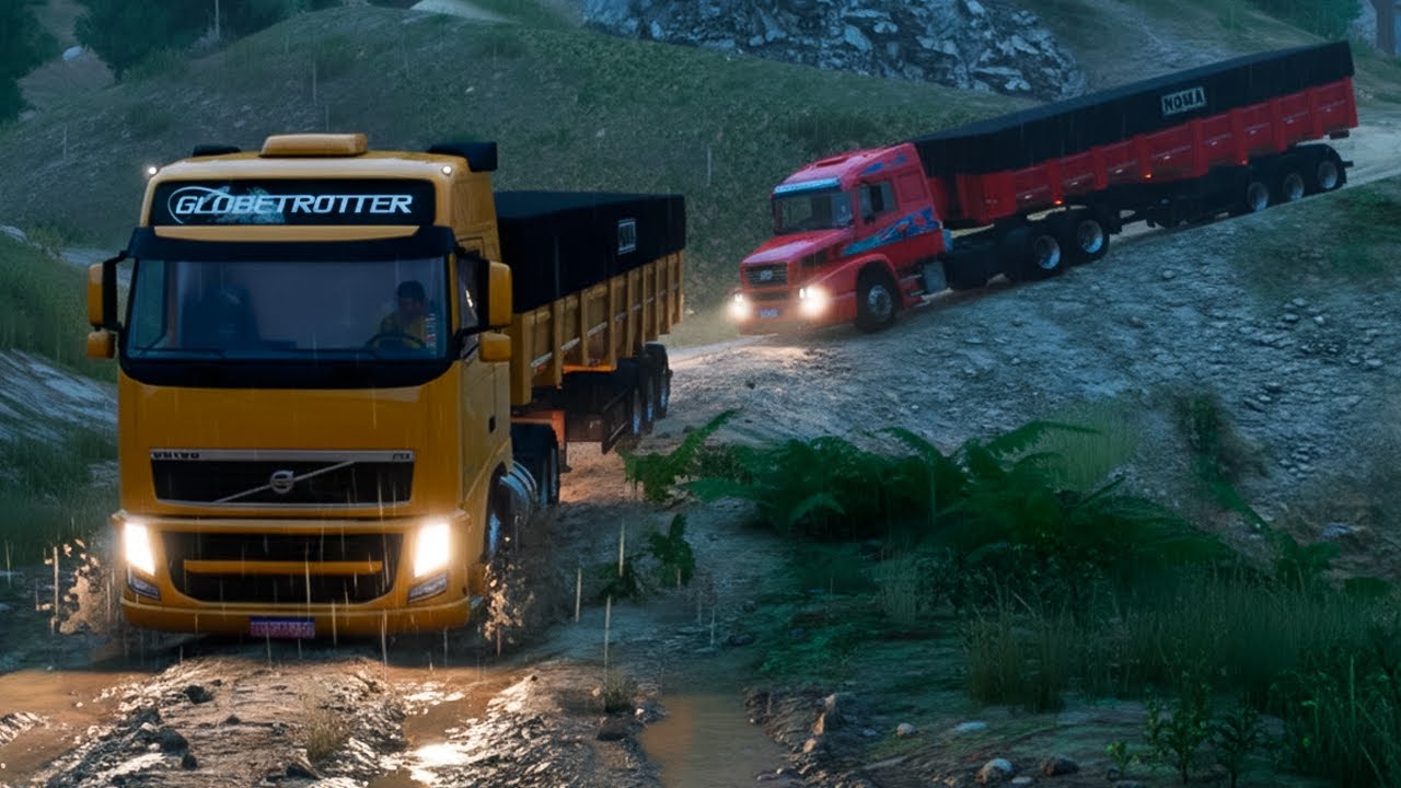 ENFRENTAMOS uma SERRA PERIGOSA com NOSSOS CAMINHÕES CARREGADOS no GTA 5