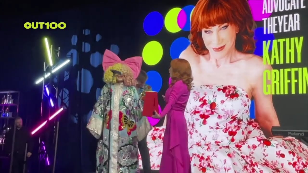 Sia presents “Advocate of the Year” Kathy Griffin at the #OUT100 celebration