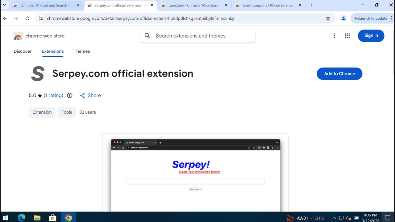 Официальное видео по удалению расширения Serpey.com.
